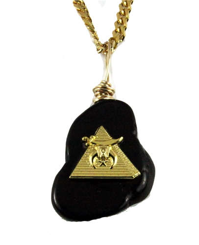 4031899 AEAONMS Masonic Black Stone Necklace Prince Hall Mecca Camel Mason