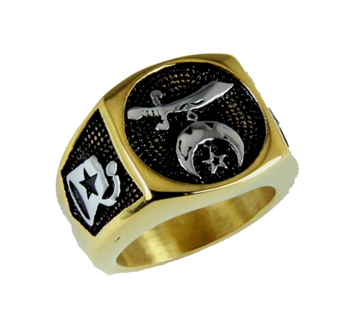 T64 Stainless Steel Shriner Ring Camel Fez Mason Shrine Noble Scimitar 