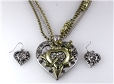 4030896 Bleeding Heart Sword Necklace and Earring Set Love Power