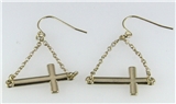 4031059 Sideways Cross Dangle Earrings Christian Fashion Laying Down Side Ways