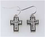 4031215 Cross Earrings with CZ Stones Beautiful Rhodium Silver Design Christi...