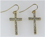 4031217 Cross Earrings with CZ Stones Beautiful Brushed Gold Plated Design Ch...