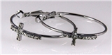 4031255 1 1/2 Inch Hoop Earrings With CZ Stone Cross Christian Faith Religiou...