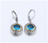 4031358 Designer Inspired Aquamarine Blue CZ Earrings 2 Tone