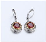 4031360 Designer Inspired Ruby Red CZ Earrings 2 Tone