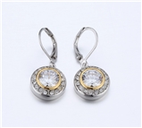 4031363 Designer Inspired Clear CZ Diamond Earrings 2 Tone