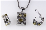 4031368 Designer Inspired 2 Tone Fashion Necklace and Earring Set