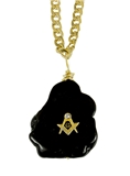 4031801 AEAONMS Masonic Black Stone Necklace Prince Hall Mecca Mason Freemason