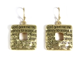5030002 Serenity Prayer Earrings Christian 12 Step AA One Day At A Time