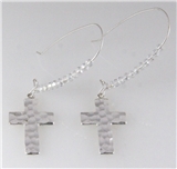 6030211 1.5 Inch Hoop Bead Cross Christian Earrings Pierced Religious Inspira...