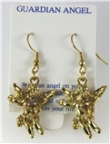 6030319 Guardian Angel Earrings 14kt Gold Plated Dangle Christian Cross Relig...