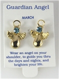 6030322 March Guardian Angel Birthstone Stud 14kt Gold Plated Earrings Christ...