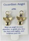 6030323 April Guardian Angel Birthstone Stud 14kt Gold Plated Earrings Christ...