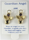 6030325 June Guardian Angel Birthstone Stud 14kt Gold Plated Earrings Christi...
