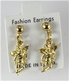 6030336 14kt Gold Made in USA Guardian Angel Stud Earrings Dangle Ball Christ...