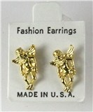 6030337 14kt Gold Made in USA Guardian Angel Stud Earrings Christian Religiou...