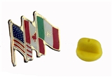 6030702 United States Canadian Mexican Flags Shrine Unit Lapel Pin