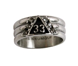 T148 Scottish Rite 33rd Degree Stainless Steel Ring Thirty Three 33° Mason Masonic Freemasonry